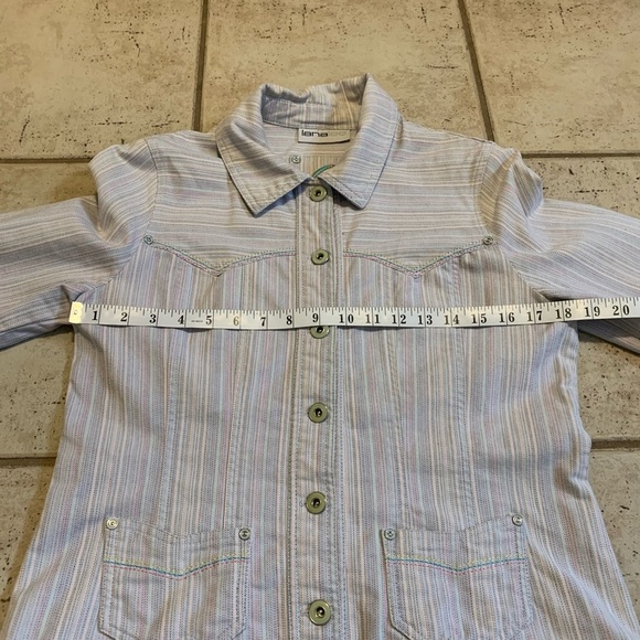 Lana Lee Striped Button-Up Jacket - Size M - Picture 3 of 6